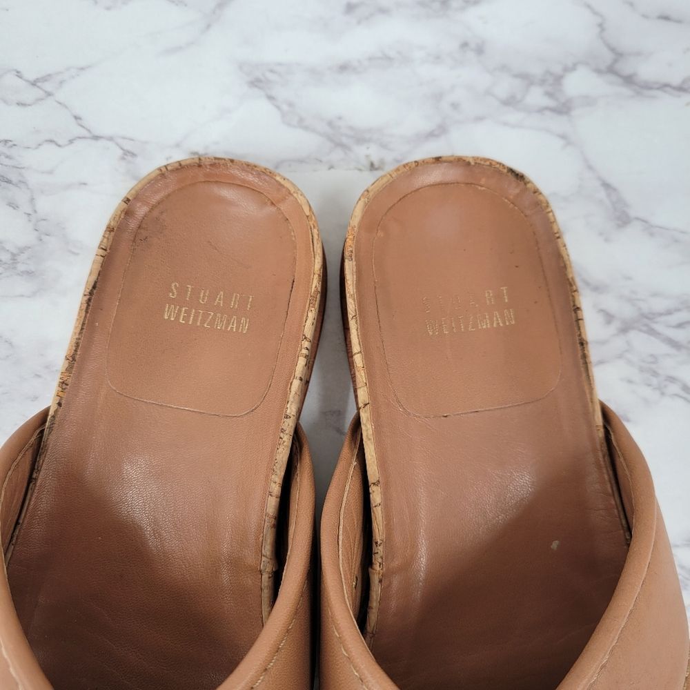 Stuart Weitzman Tan Leather Slide Sandals - Picture 3 of 12